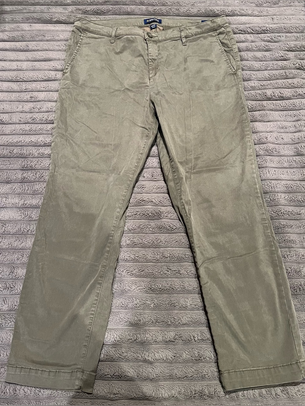 NÁUTICA WOMEN CHINO PANTS OLIVE GREEN SIZE 14 REGULAR STRAIGHT LEG STRETCH WORK